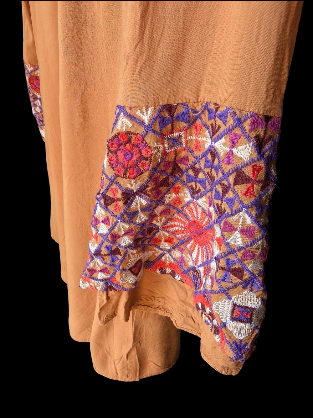 JODIFL Mustard Long Sleeve Boho Tunic Dress/Shirt With Embroidered Yoke , Lined. - Picture 4 of 4